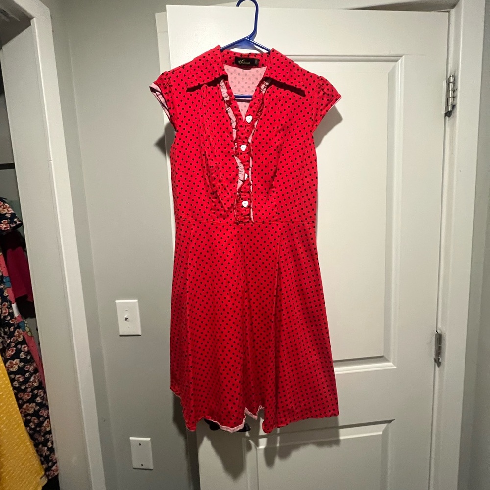 Red Polka Dot Midi Dress